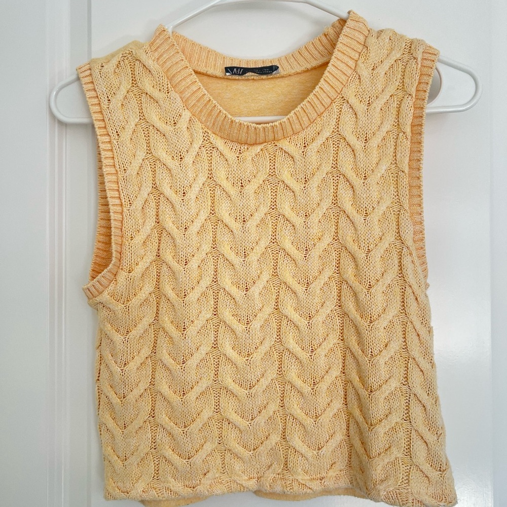 Zara Knit Vest Tank Top in Butter Yellow